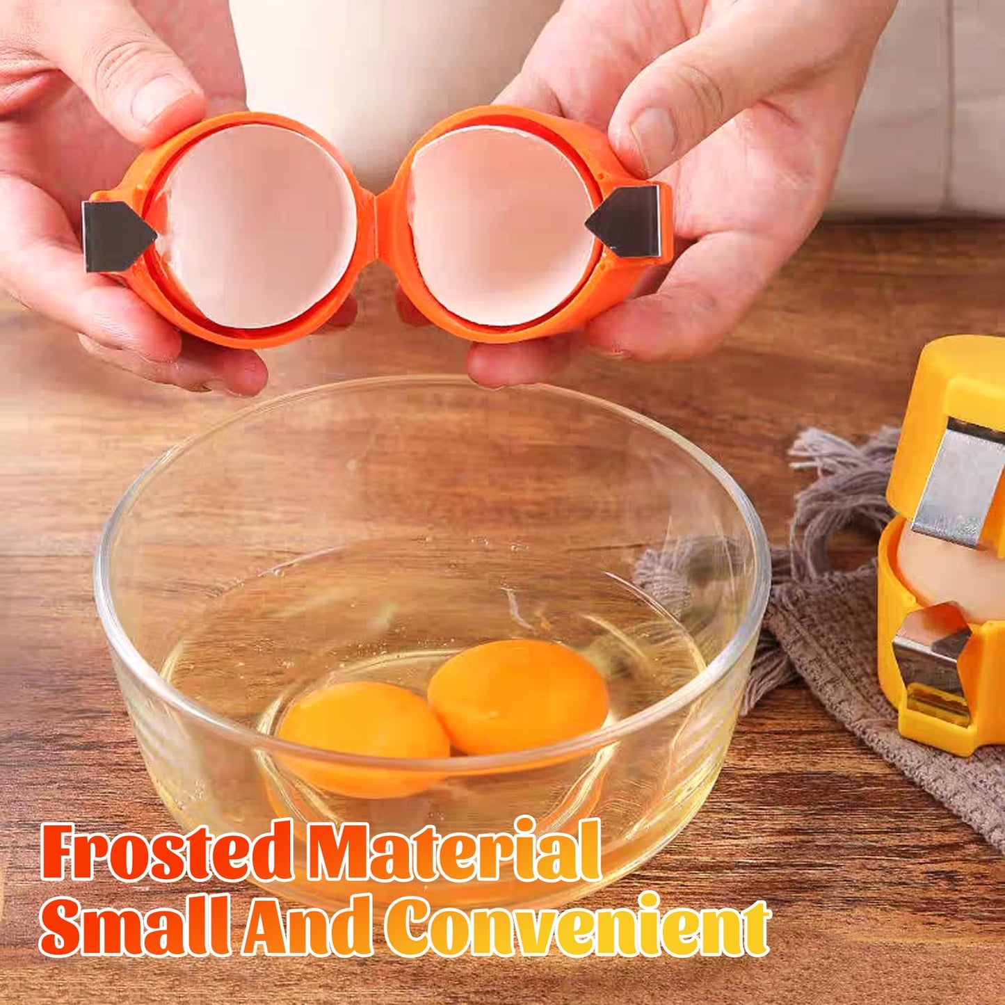 2026 Upgrade Egg Shell Opener Egg Cracker Tool, Eggs Separator Tools for Raw and Hard Boiled Eggs Peeler Shell Remover, Egg Cracking Peeling Tool Cutter Home Kitchen, 2 Pcs, Orange
