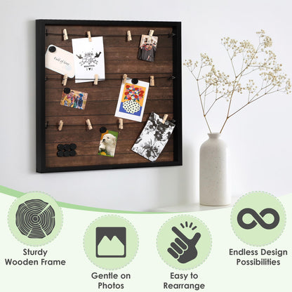 Houseables Picture Board, Photo Board, Photo Display, Picture Collage, Collage Frame, Polaroid Wall Display, Wall Decor, Memory, Postcard, Magnetic, Bulletin, Hanging with Clips, String, Bedroom, 20in