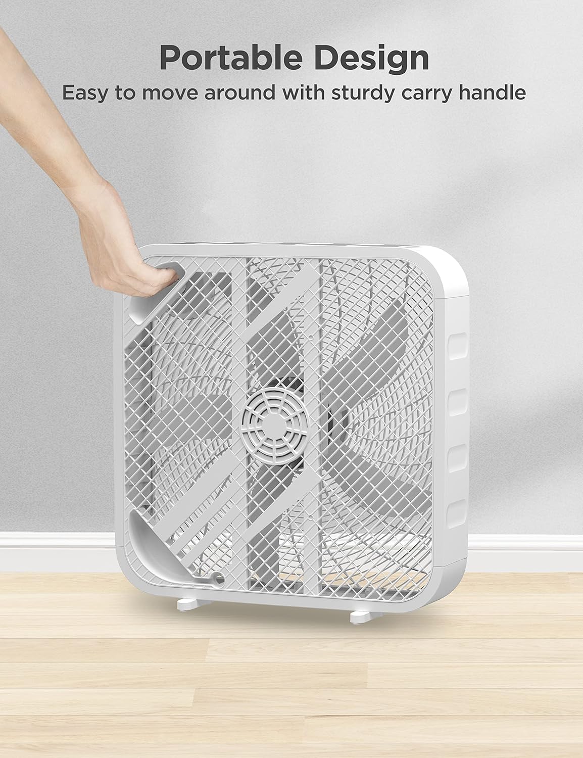 PELONIS 3-Speed Box Fan, Full-Force Circulation, Air Conditioner, White