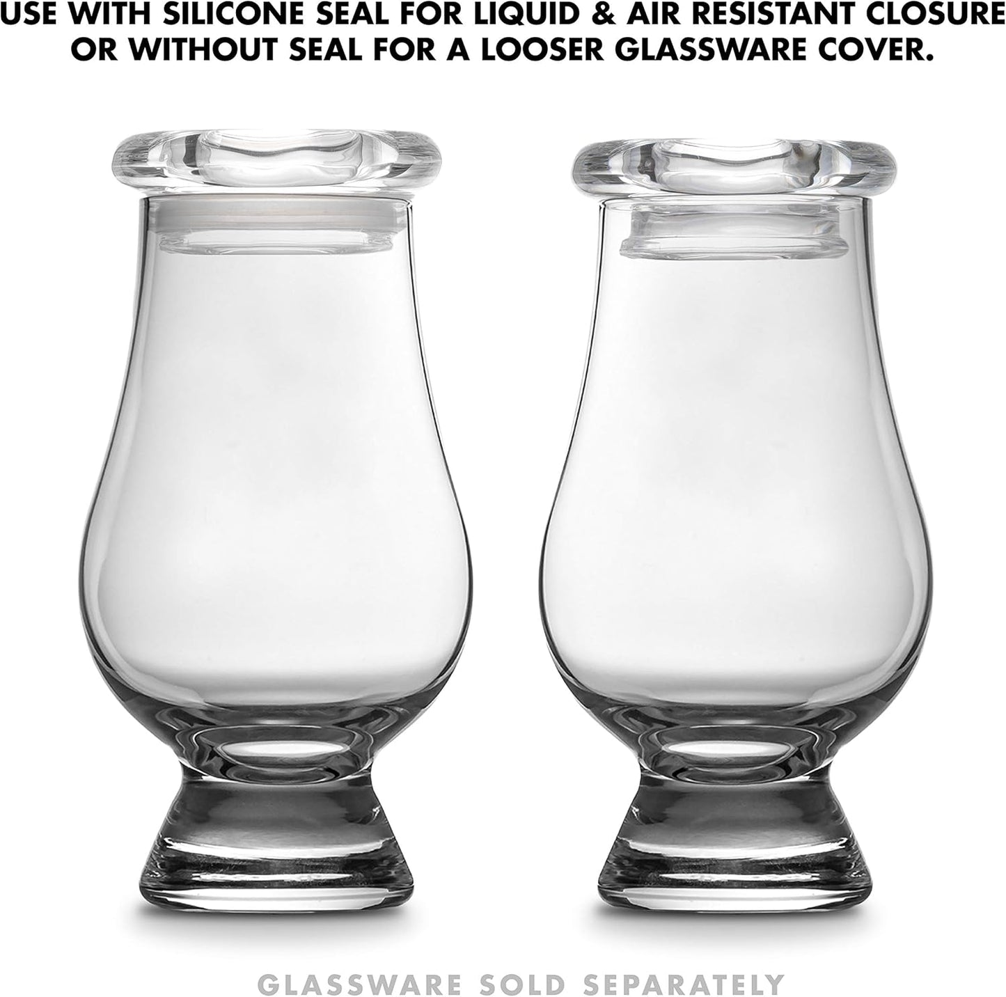 CairnCovers Glass Whiskey Glassware Lids - Glass Cap for Whisky Tasting Glasses by Cairn Craft (6 CairnCover Lids with
