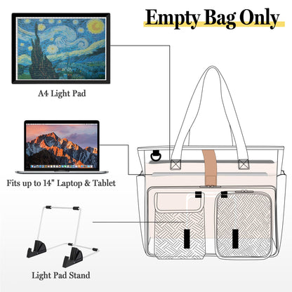 Fasrom Diamond Painting Carrying Case for A4 Light Pad, Accessories Storage Bag for A4 LED Light Box and Diamond Art Supplies, Pink (Empty Bag Only)