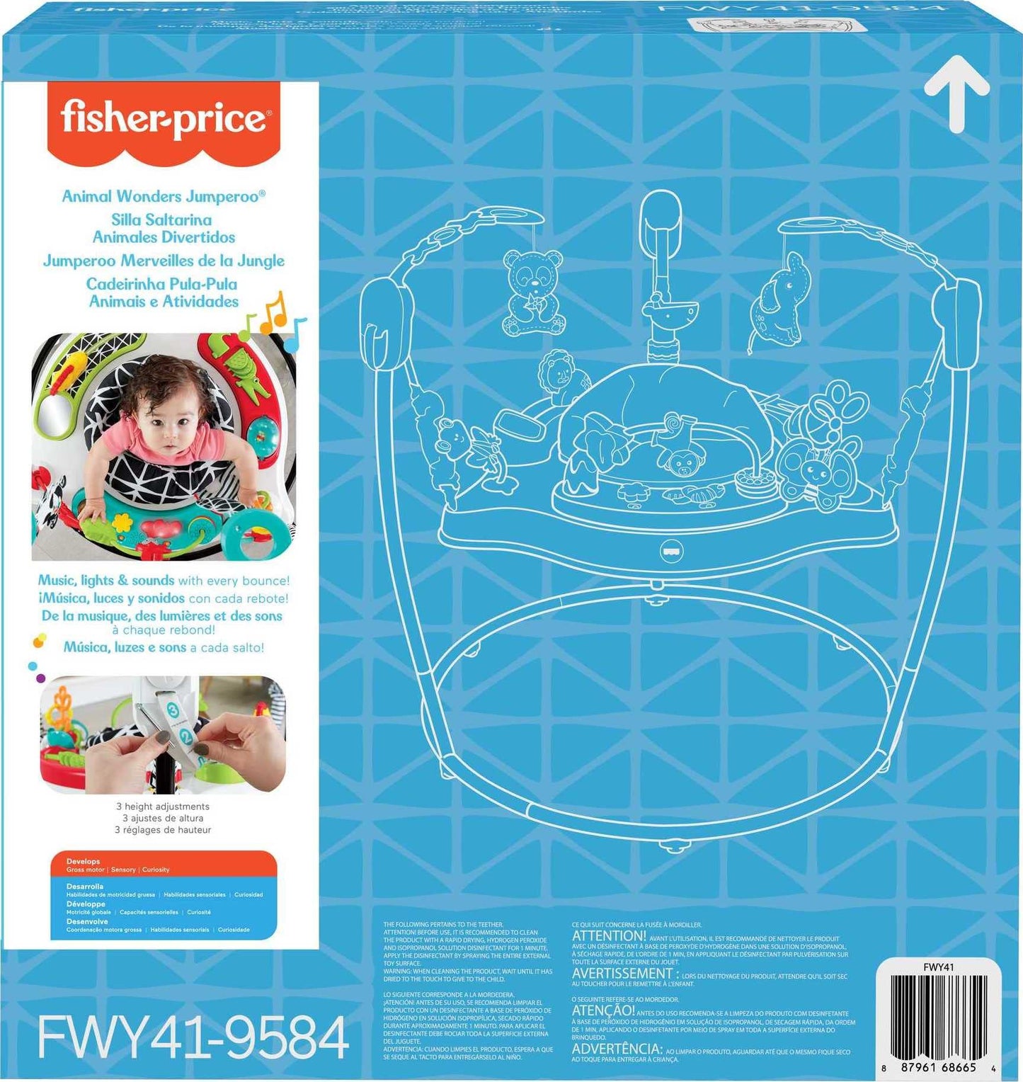 Fisher-Price Baby Bouncer Pink Petals Jumperoo Musical Activity Center with Lights Sounds & Developmental Toys