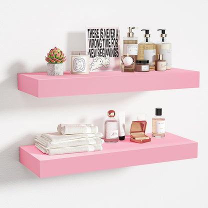 16" 6" (Set 2) BAMEOS Pink Floating Shelves for Wall, x Wall Shelves for Room, Floating Book Shelves, Hanging Shelves