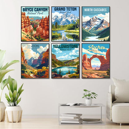 bleihum 6 Pack Paint by Numbers Kit for Adults National Park- Landscape Adult Paint by Number Kits on Canvas, DIY Acrylic Painting with Numbers Craft for Home Decor Gift 10x14 in