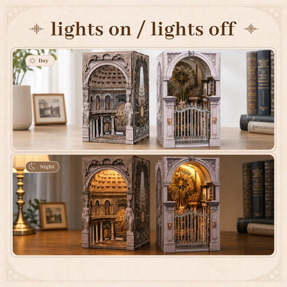 MiniCity 2 Pack Book Nook Kit - DIY Miniature Dollhouse Booknook Kit for Adults and Teens, 3D Wooden Puzzle Bookshelf Insert Decor with LED Light, Gifts for Book Lovers and Beginners