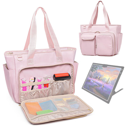 Fasrom Diamond Painting Carrying Case for A4 Light Pad, Accessories Storage Bag for A4 LED Light Box and Diamond Art Supplies, Pink (Empty Bag Only)