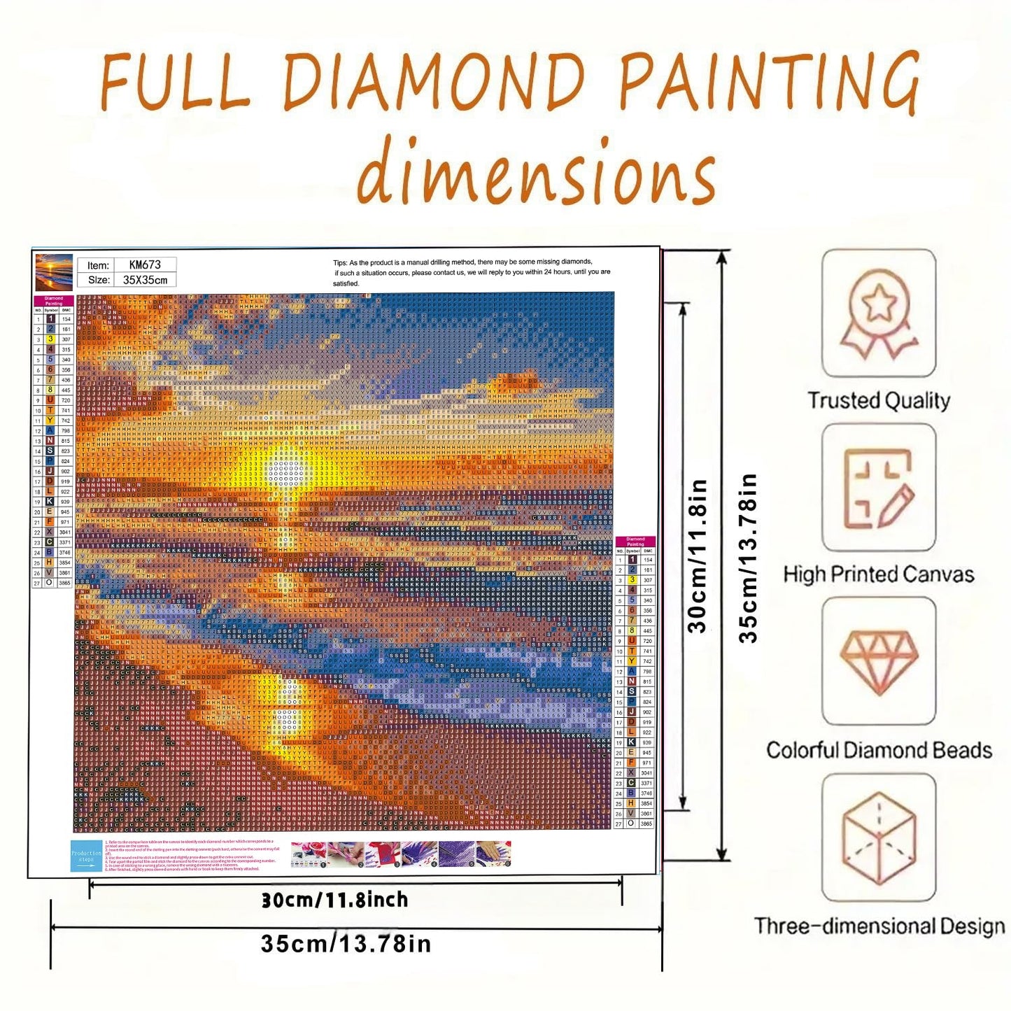 BYGFHLYW 5D Diamond Painting Kits for Adults Beginner, Sunset Landscape BeachDiamond Art Kits for Adults, Full Drill Round Gem Art Paint by Diamonds Dots Crafts Kits for Home Wall Decor 13.7x13.7inch