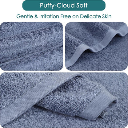12 Pack, 13x13 inch Wash Cloths Large Face Towel on Sensitive Skin, Easy to Clean Slate Blue Makeup Eraser Cloth, Super
