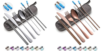 [Together Save 5%] Travel Utensils Set with Case Reusable Stainless Steel Cutlery Set