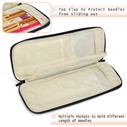 Teamoy Knitting Needles Case (Up to 14''), Travel Organizer Storage Bag for Knitting Needles, Tunisian Crochet Hooks and Accessories, Purple