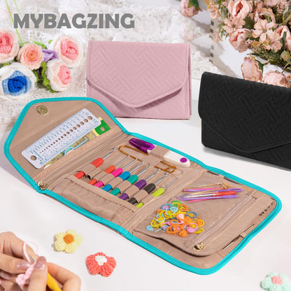 MYBAGZING Crochet Hook Case - Foldable Organizer for Knitting & Crochet Supplies - Knitting Accessories