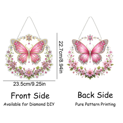 DIY Hanging Diamond Art Kit for Adults, 5D Acrylic Gem Art Window & Wall Pendant, Diamond Painting Ornament for Home Decor (Butterfly)