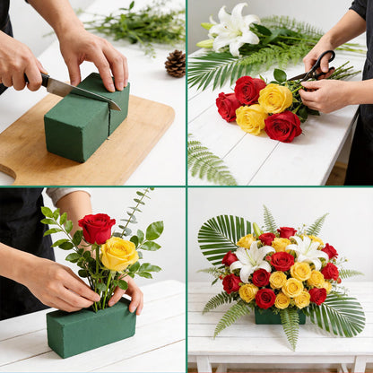 Joanolga 12 Packs Floral Foam Blocks, (7.8” L x 3.5” W x 2.4” H), Dry and Wet Green Flower Foam Block for Fresh & Artificial Flowers, Arrangements, Wedding, Birthdays, Garden Decorations