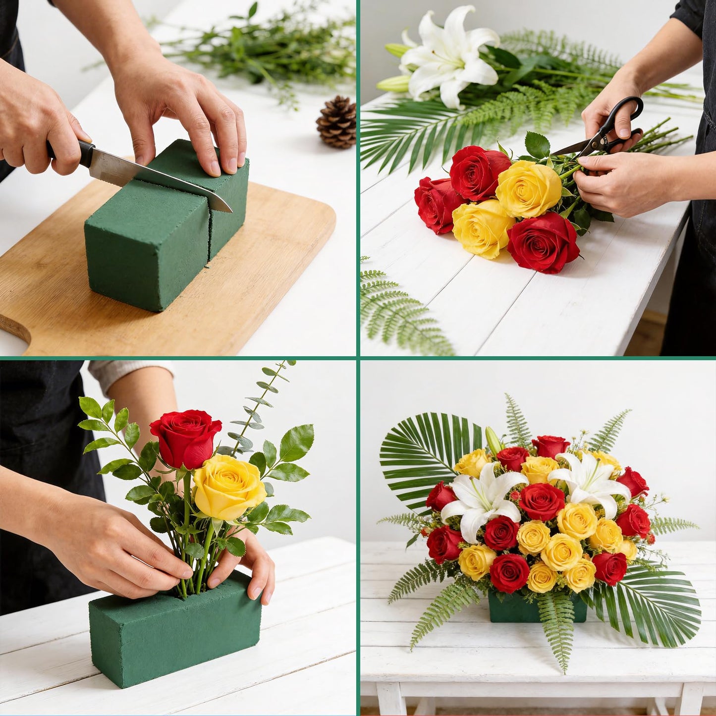 Joanolga 18 Packs Floral Foam Blocks, (7.8” L x 3.5” W x 2.4” H), Dry and Wet Green Flower Foam Block for Fresh & Artificial Flowers, Arrangements, Wedding, Birthdays, Garden Decorations