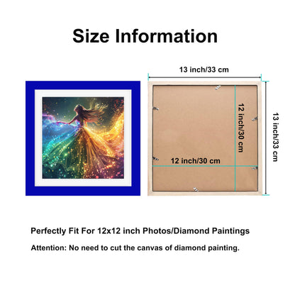 Betionol Diamond Painting Frames, Display 12x12in/30x30cm Diamond Painting Pictures or Photos, Blue Natural Solid Wood Picture Frame with Acrylic Protection Glass, Back Mat And Hanging Kit