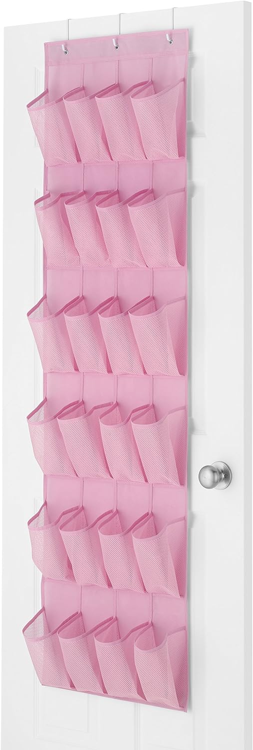 24 Whitmor Pocket Over the Door Shoe Organizer - Pink