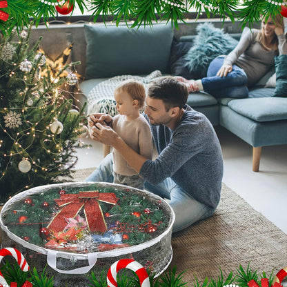 ProPik Christmas Wreath Storage Bag - Waterproof 4-Pack Clear Container for Holiday Wreaths | 24-Inch PVC