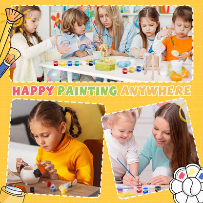 ESRICH 12 Set Mini Acrylic Paint Kit, Minis Stretched Canvas with Easel, Acrylic Paint Strips, Palettes, Painting Brushes, Mini Canvas and Easel Set for Kids Artists Beginner,Gift
