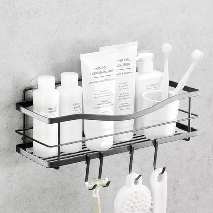 KINCMAX 4 Premium Shower Caddy - Self Adhesive Shower Shelf with Hooks - No Drill Large Capacity Stainless Steel Rack