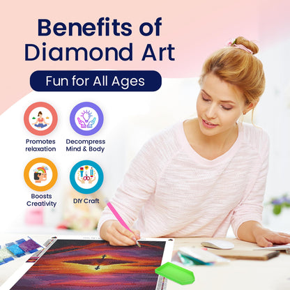 Modern Merch Jesus Diamond Art for Adults Sunset Cross Christian 5D Diamond Painting Kit for Adults Landscape, DIY Jesus Wall Art Cross Stitch Kits Gem Art, Round Drill 12x16 Religious Gifts for Women