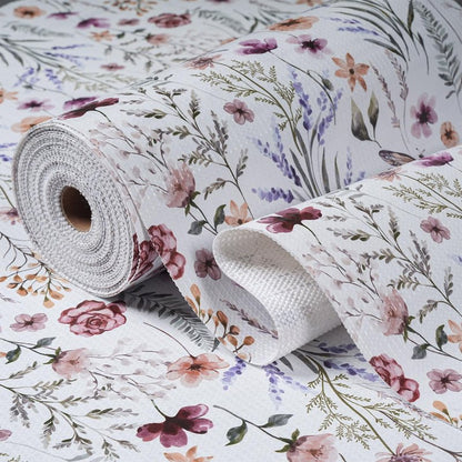Floral Shelf and Drawer Liner for Kitchen Cabinets,24IN x 10FT Non-Adhesive and Strong Non-Slip Cabinet Drawer Liners for Kitchen Shelf, Waterproof Cupboard Liners,Easy to Clean