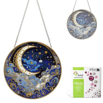 MAXBYE Moon Diamond Art Kits for Adults Hanging Ornament, DIY Special Crystal Diamond Painting kit, Double Sided Painting Kits for Beginners Gift Wall Home Decoration 8×8 Inch