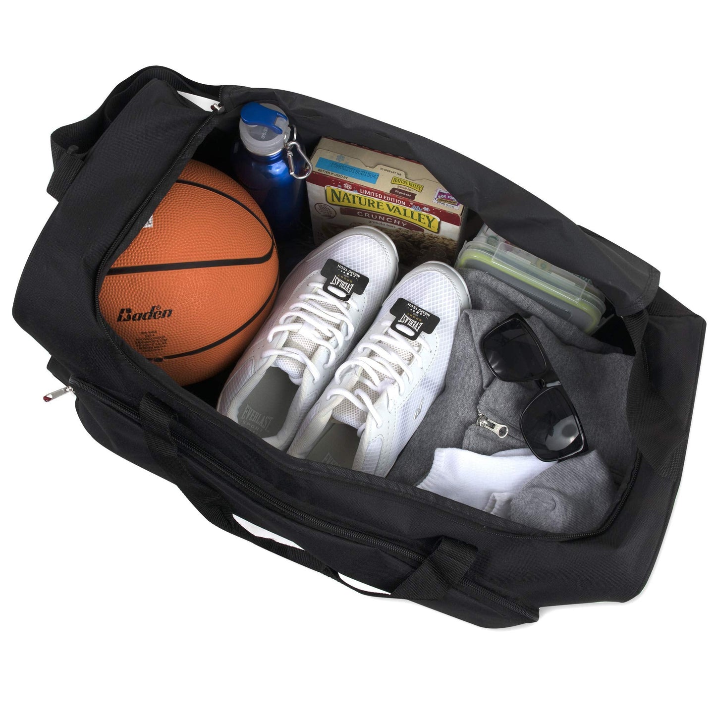 55 Liter, 24 Inch Lightweight Canvas Duffle Bags for Men & Women For Traveling, the Gym, and as Sports Equipment Bag/Organizer (Black 2)