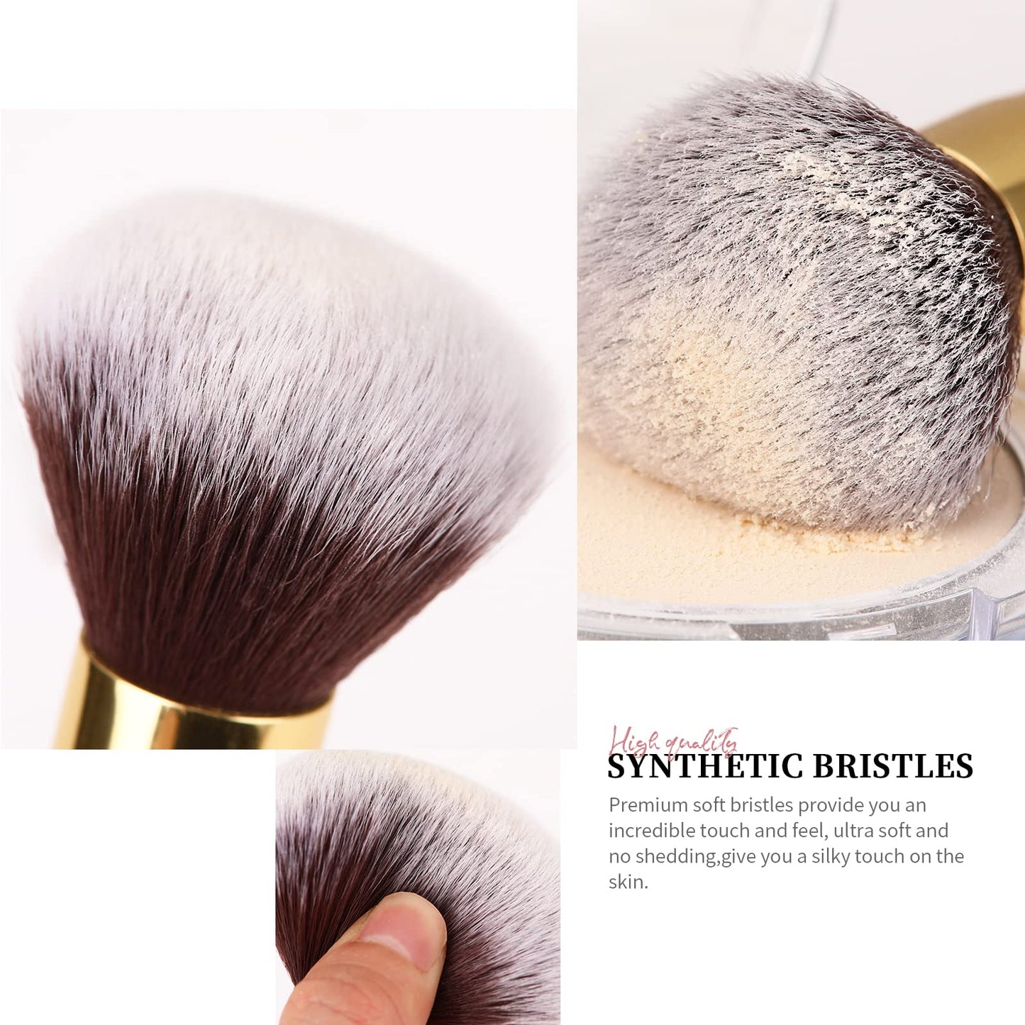 DUcare Foundation Brush Contour Bronzer Makeup Brush Double Ended Self Tanner Brush Sculpting Brush for Blending Liquid Powder Concealer Cream Cosmetics Blush Buffe
