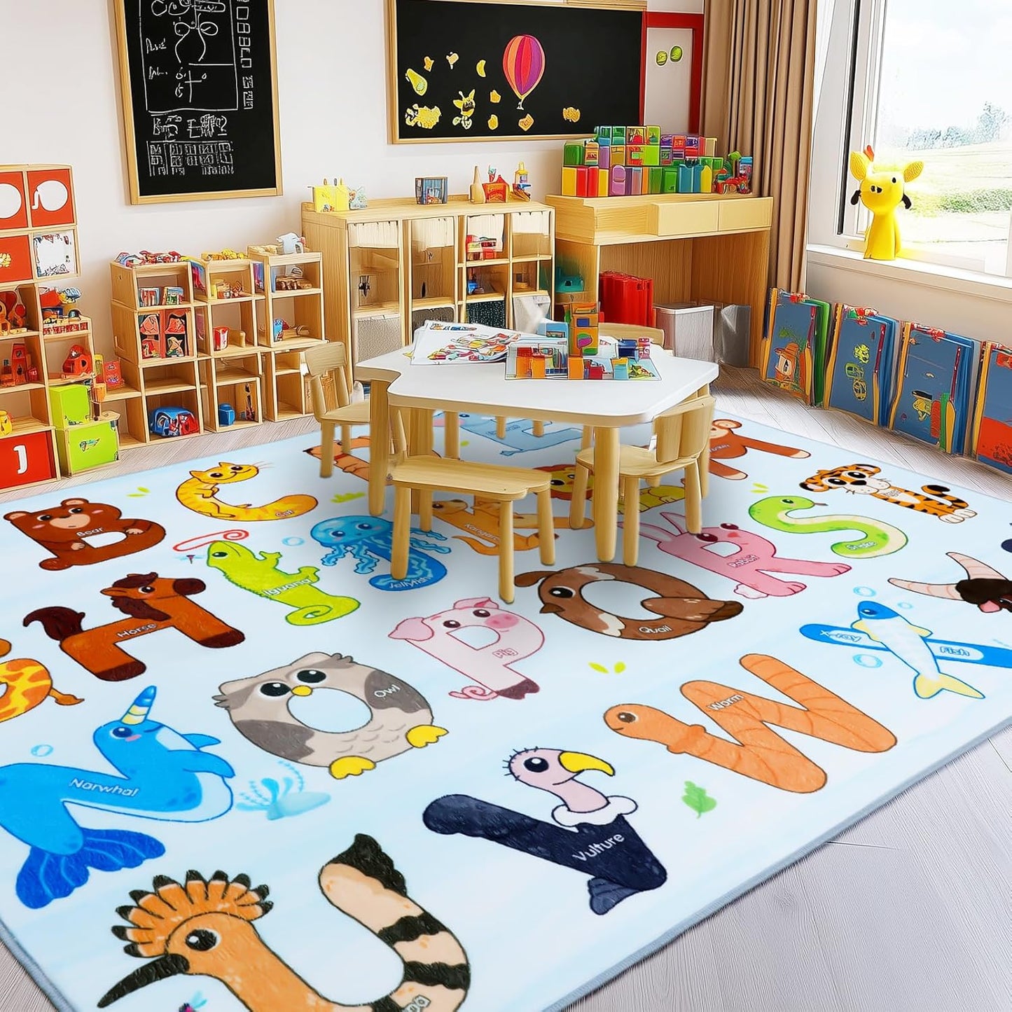 Bolacrom Kids Rugs for Playroom Educational Rug for Learn The ABC Alphabet, Soft Machine Washable Non-Slip Cute Carpet
