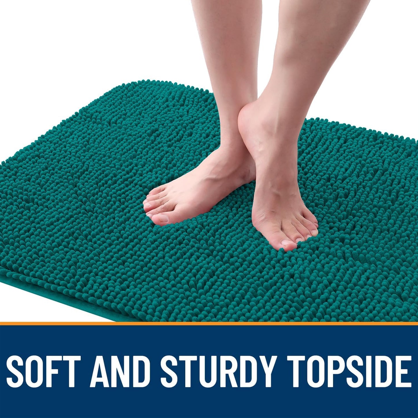 OLANLY Dog Door Mat - Absorbent Non-Slip Washable Doormat for Muddy Paws | 36x24, Quick Dry Chenille, Lake Blue