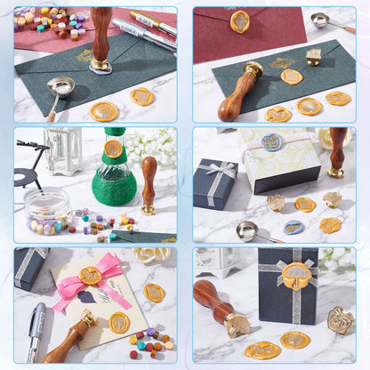 CRASPIRE Wax Seal Stamp Bear Vintage Sealing Wax Stamps Removable Brass Head Sealing Stamp with Wooden Handle for Wedding Invitations Valentine's Day Envelope Christmas Thanksgiving Gift Wrap