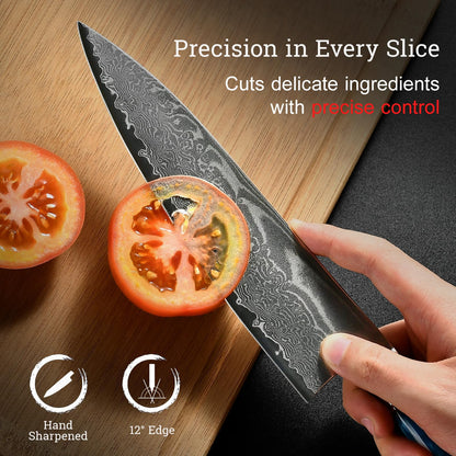 ATUMURYOU Japanese Chef Knife, 8 Inch Damascus Kitchen Knife with VG10 Steel, Ultra Sharp Professional Cooking Knives with Resin Wood Handle, Perfect Father Day Gifts