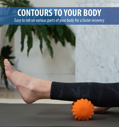 Zyllion Rechargeable Vibrating Massage Ball - Cordless 4-Mode Deep Tissue Peanut Massager Roller for Muscle Pain Relief, Arthritis, Sciatica, Plantar Fasciitis on Foot, Leg, Back, Neck ZMA-30 Orange