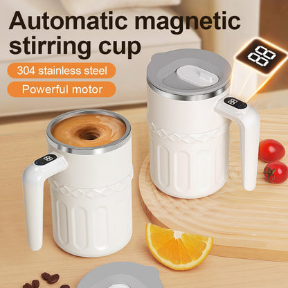 Qevcumuk Self stirring coffee mug 12.8oz - Digital Temp Display, Touch Switch, 20s Auto Shutoff, Type-C Fast Charging， Rechargeable self stirring mug