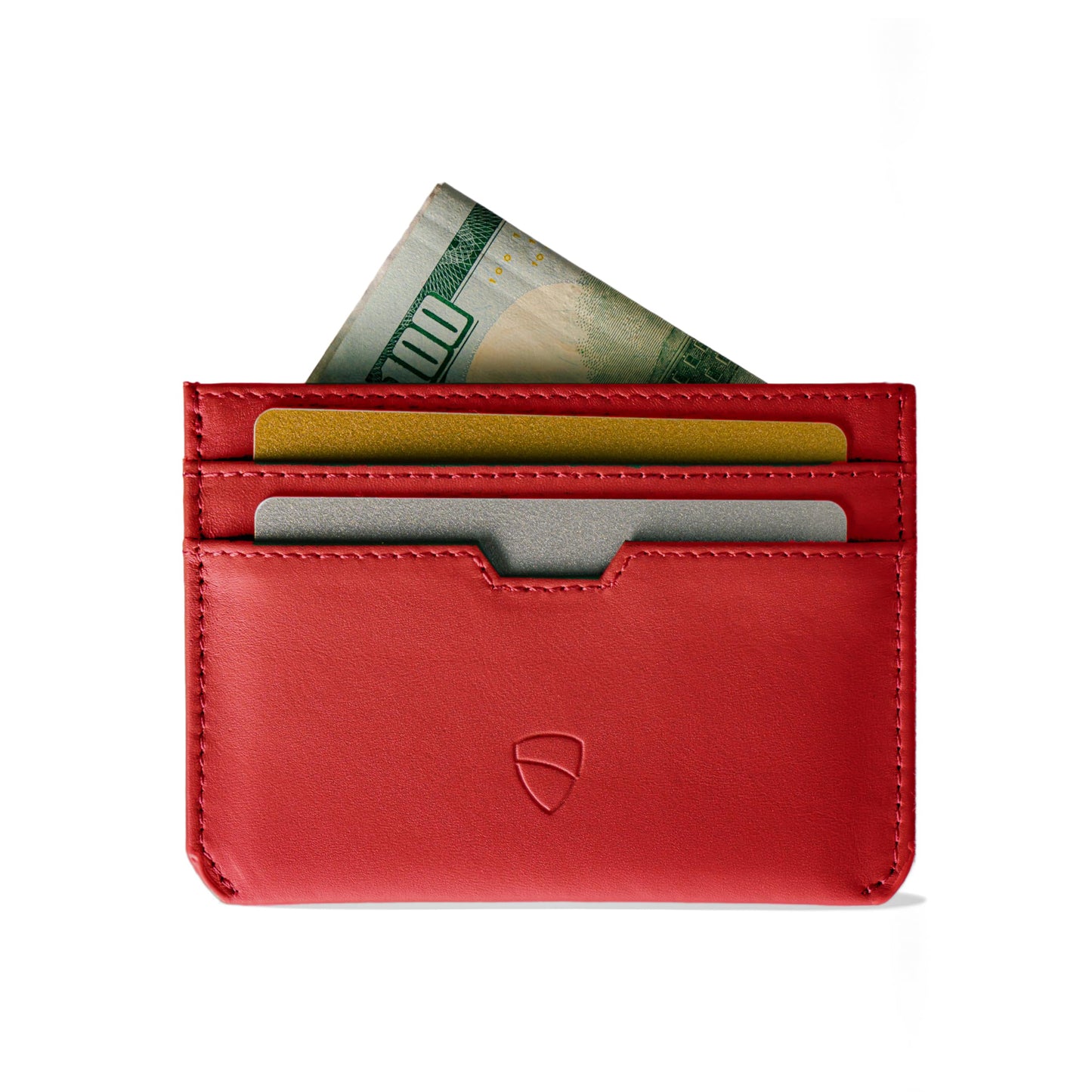 Vaultskin MOORGATE Slim Card Holder - Minimalist Leather Wallet, RFID Blocking Sleeve, Fits Front Pocket, for Men and Women (Crimson Red)