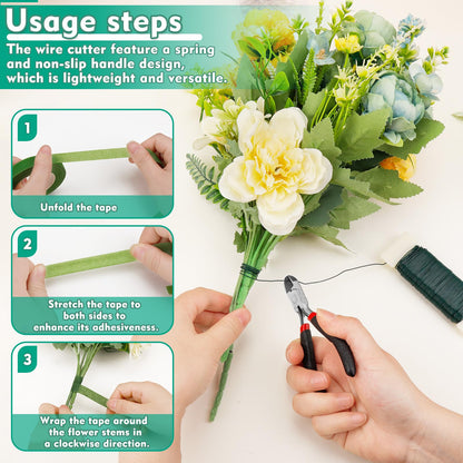 SOCNITC Floral Tape and Wire, Florist Arrangement Tools Kit with Floral Tape Wire Cutter Boutonniere Pin for Bouquets,Wrap Florist,Flower Project