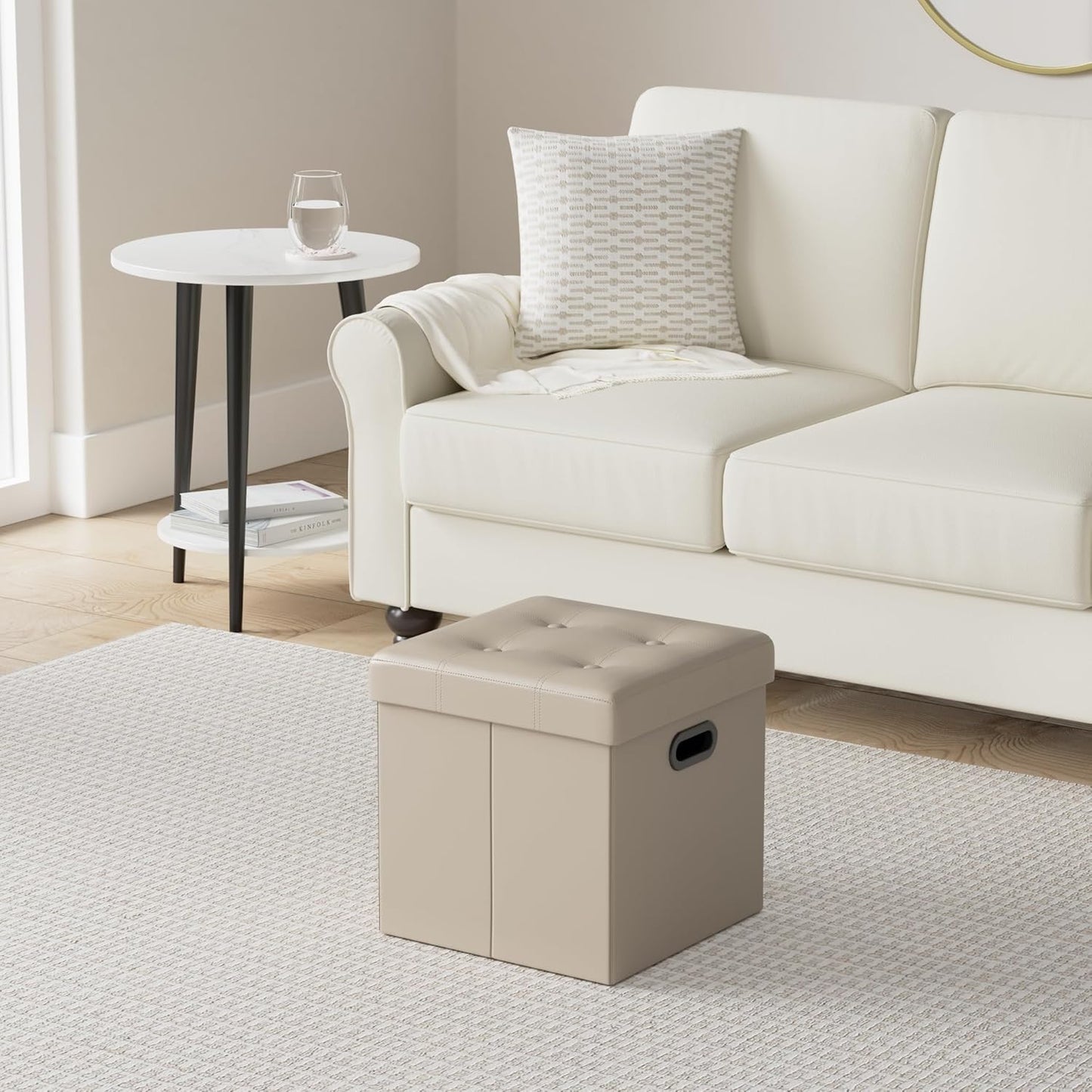 15 Inches 660 lb, ULSF030K03 SONGMICS Mazie Collection - Ottoman with Storage, Footstool, Storage Ottoman with Metal