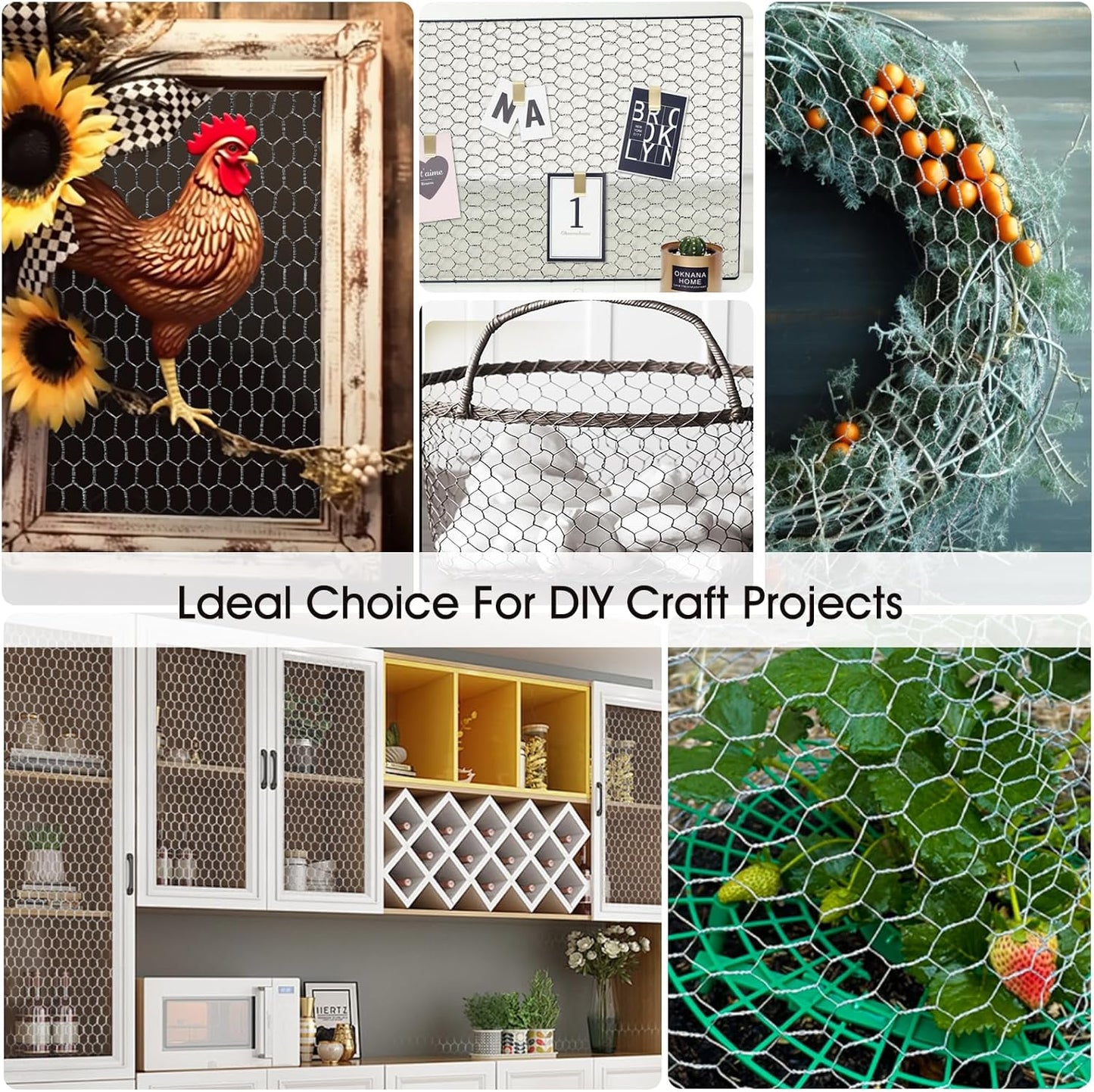 24 Rifny 16.5 Inch 80 0.6 Inch Chicken Wire Fencing, x Feet Chicken Wire Mesh Roll for Garden Plants, Mesh Hexagonal