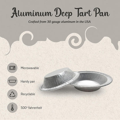 KitchenDance Disposable Aluminum Deep Tart Pan - 5 Ounces Round Shaped for Baking, Cooking, 100 Count