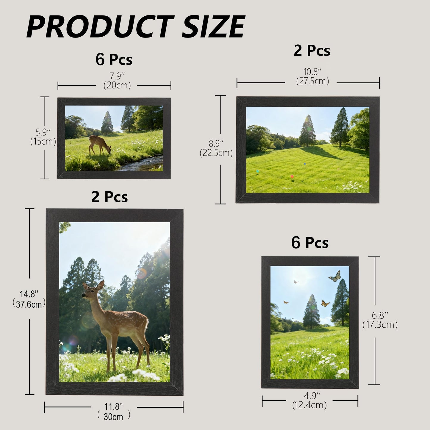 Scholartree 16 Pack Picture Frames Collage Wall Decor for Mounting or Tabletop Display, Picture Frame Set for Family, Multi Sizes Including 2pcs 11 x 14, 2pcs 8 x 10, 6pcs 5 x 7, 6pcs 4 x 6, Picture Frames Collage Black