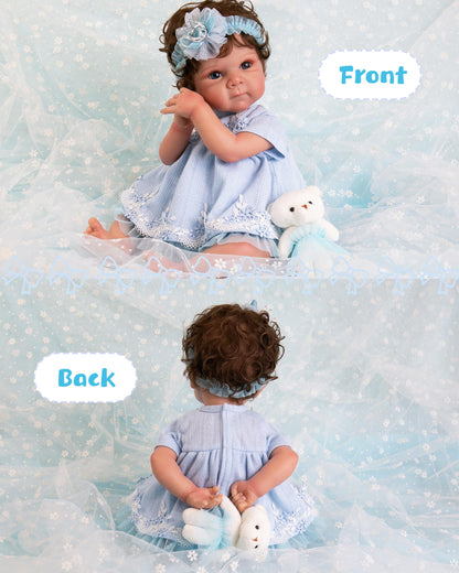 EKOKIZ Reborn Baby Dolls Clothes Girl Blue Baby Doll Clothes 17-20 Inches Doll Outfits and Accessories for Newborn Girl