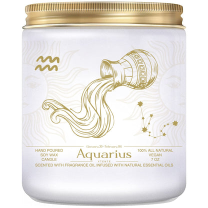 YTENTE Zodiac Sign Candles Gift, Zodiac Crystals Candles Jar,Astrology Lavender Scented Soy Stones Candles Best Friends Gifts for Women Men Sister Brother Funny Birthday Gift (Aquarius)
