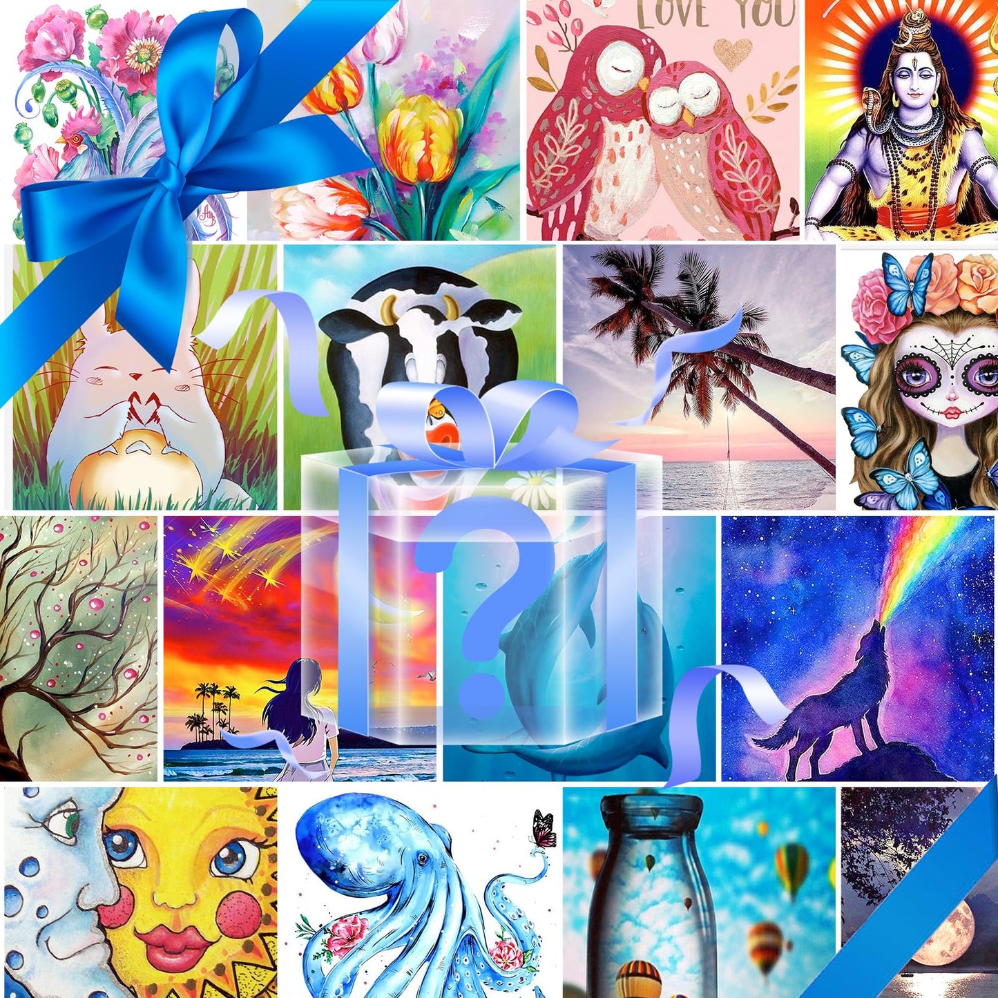 AiYuanzsh 10 Pack 5D Square Diamond Painting Kits for Adults, Full Drill Square Diamond Art Kits Scenery, DIY Square Drill Painting Crafts