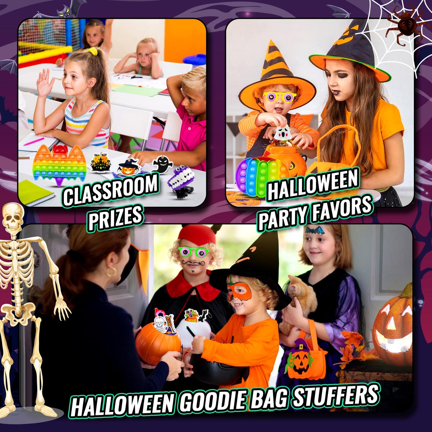 Olganicor 400PCS Halloween Party Favors for Kids, Halloween Treat Bag Fillers, Bulk Toys, Treasure Box Toys, Goodie Bag Stuffers, Carnival Prize Toy Classroom Reward