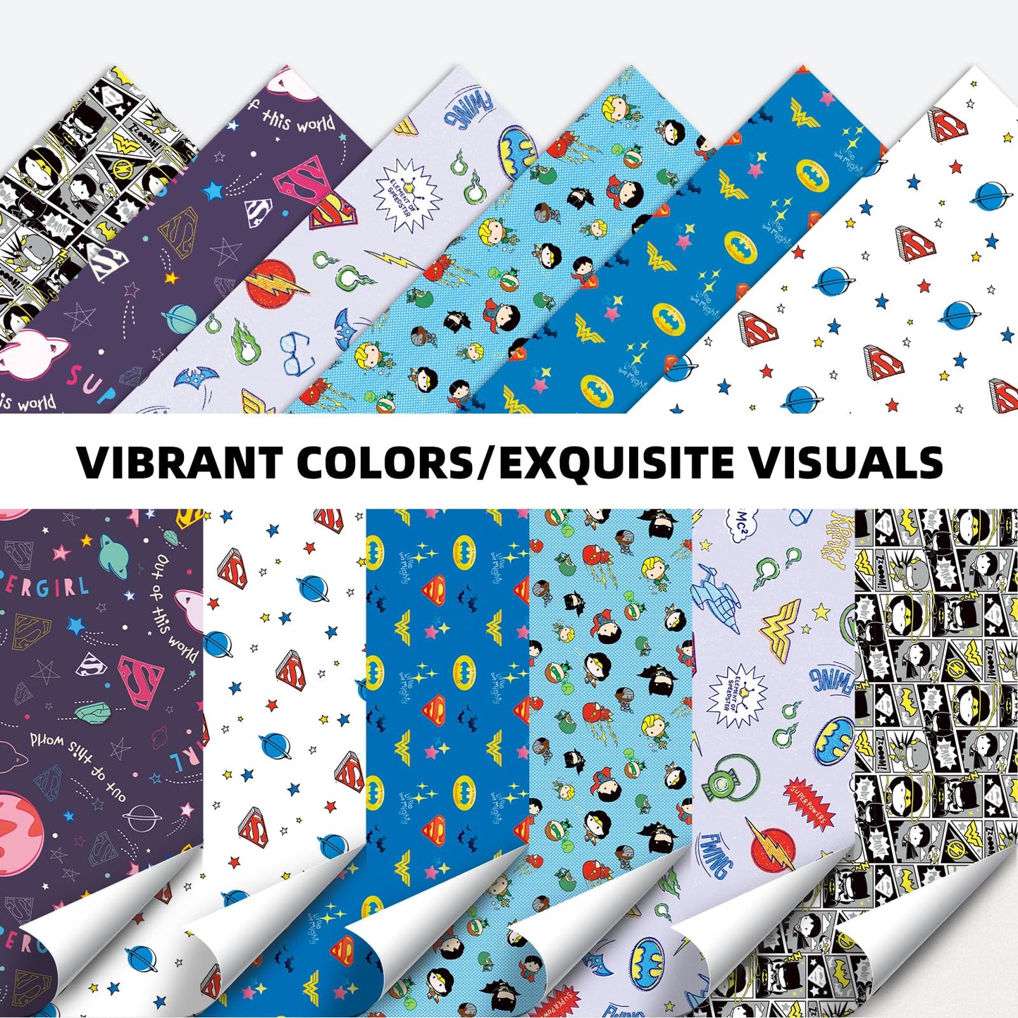 Charon 12 Sheet Cute Hero Birthday Wrapping Paper, 6 Style Mutil Color Festival Art Scrapbook Paper for Men Women Kids Birthday Wedding Baby Shower Halloween Xmas, 20 X 28 Inch (12 Sheet)