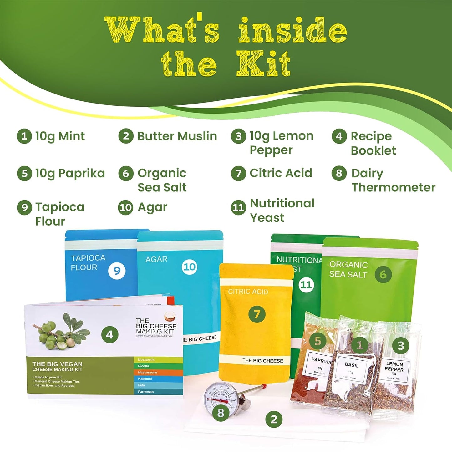 Mozzarella, 6 20 The Big Vegan Cheese Making Kit - DIY Vegan Cheese Starter I Cheese Making Supplies for Ricotta, Feta