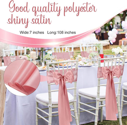 XunYee Satin Chair Sashes - 80 Pack Elegant Bow Ties for Weddings & Events | Rose Gold