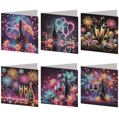 C'eitura 6Pcs Celebration DIY Diamond Art Painting Greeting Cards Kit | Congratulations Thank You Birthday Graduation Cards | All Occasion Party Theme Blank Note Cards for Kids & Adults