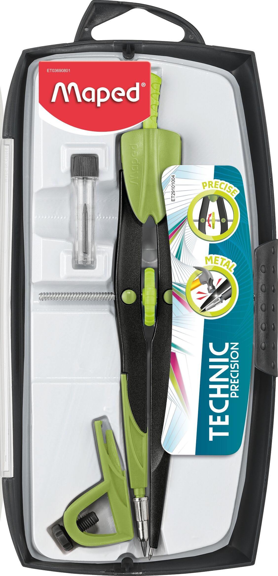 Maped Precision Bow Compass 3 Piece Set, Assorted Colors (291010)
