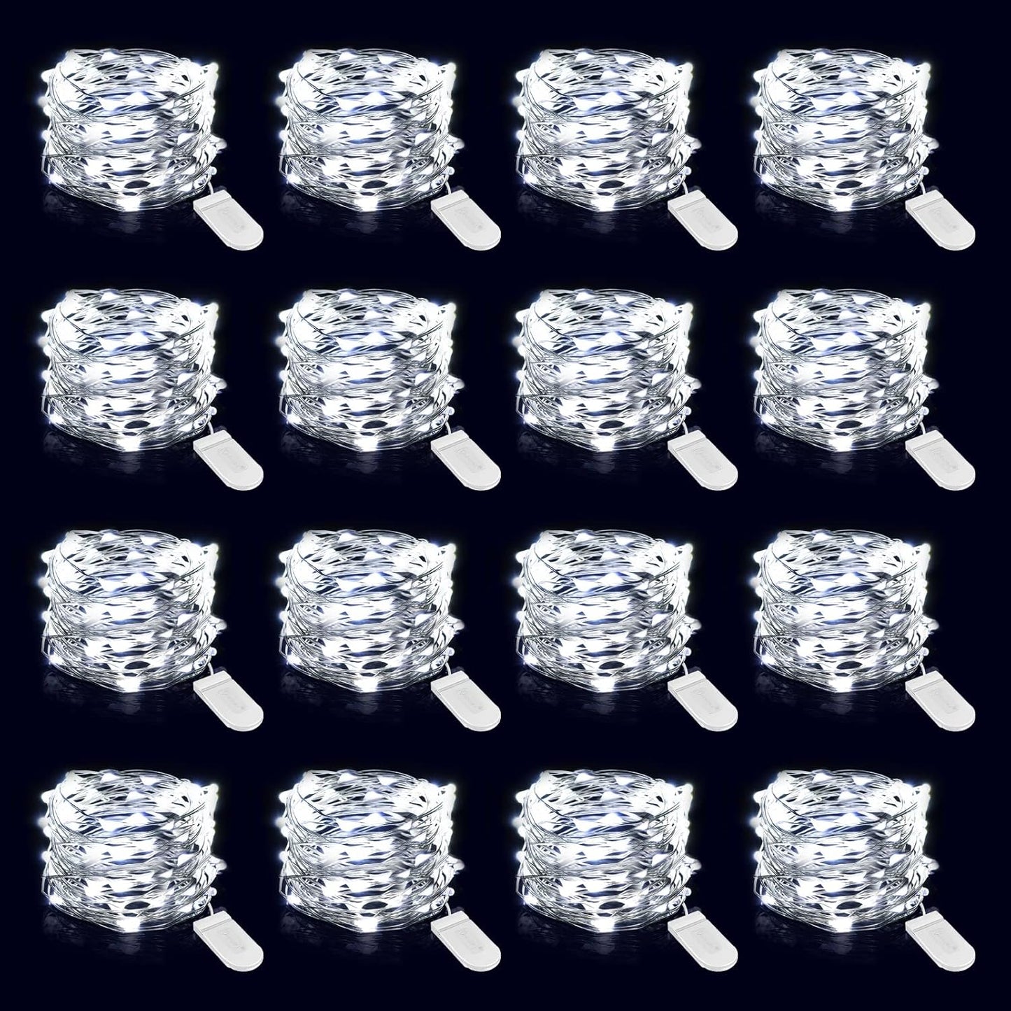 16 Pack 6.5ft IP67 Onforu White Fairy Lights Battery Operated String Lights, Waterproof Twinkle Lights LED Lights